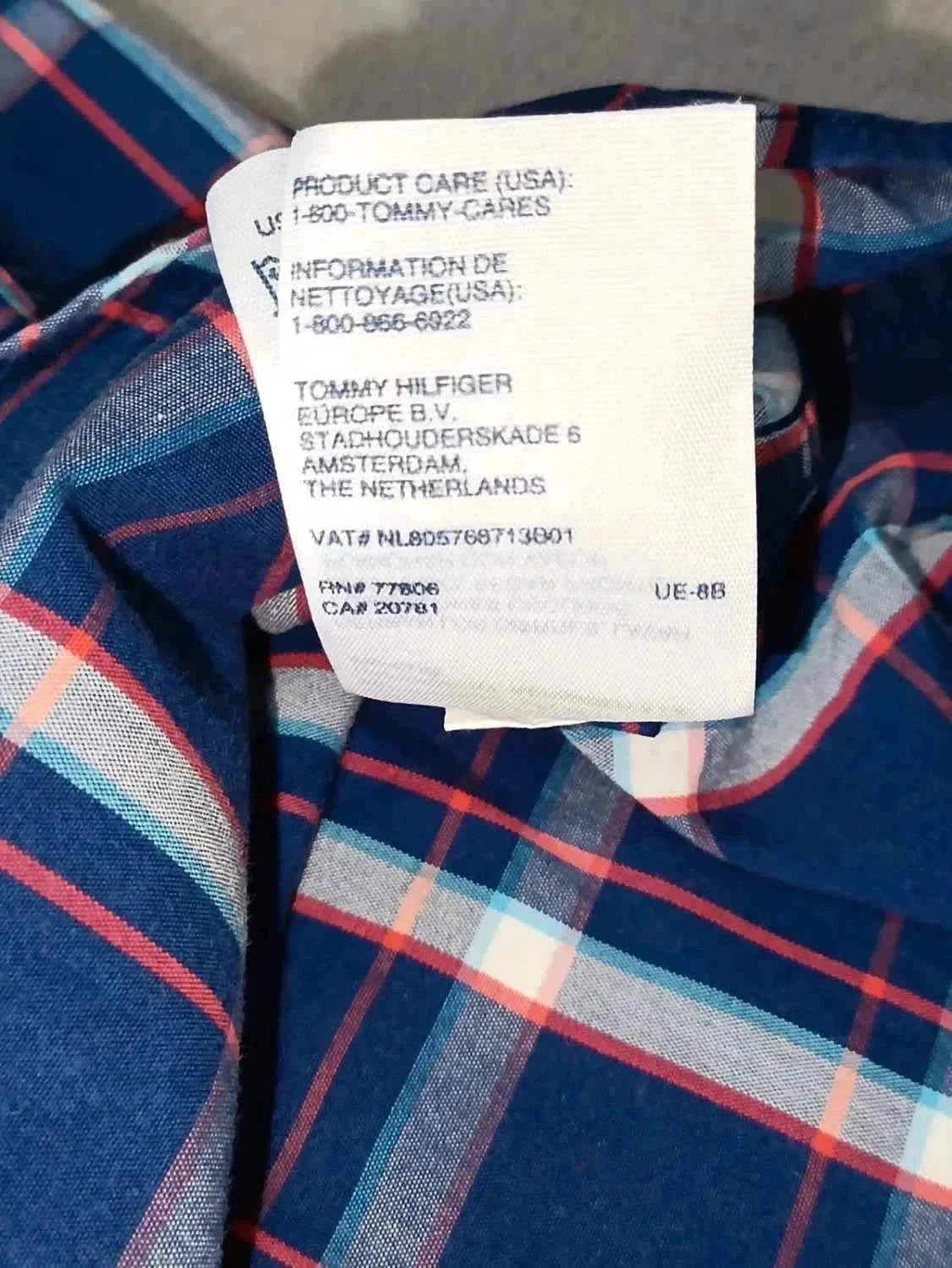 Shirt Tommy Hilfiger classic fit Marine blauw wit rood Vierkanten Maat S – photo 9